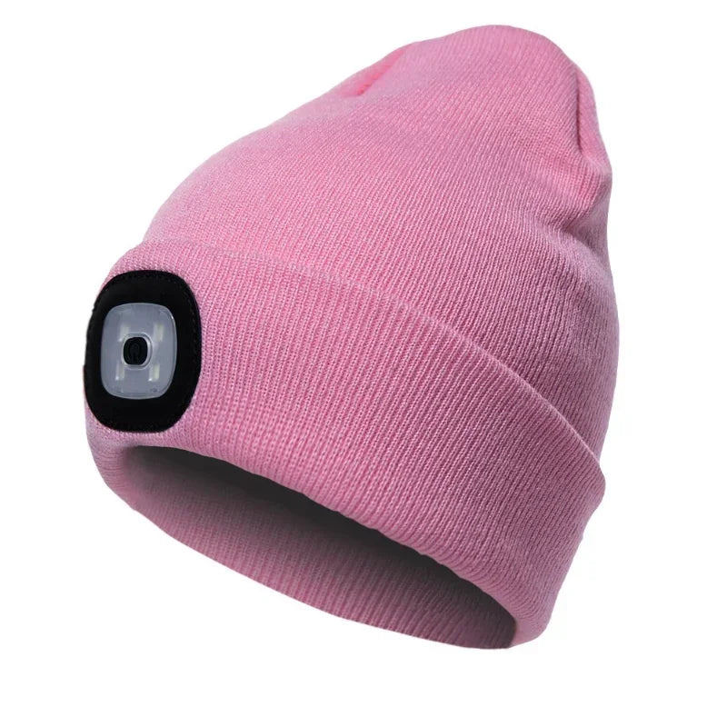 1Pc Outdoor Fishing Caps LED Lighted Beanie Cap Men Knit Hat Winter Warm Hunting Camping Running Hat Gifts for Men Women