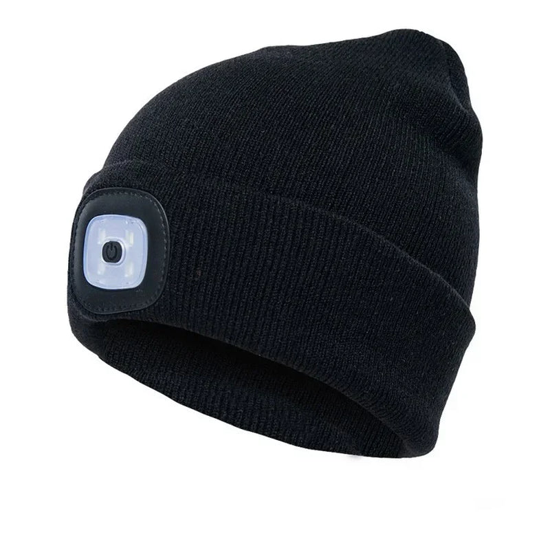 1Pc Outdoor Fishing Caps LED Lighted Beanie Cap Men Knit Hat Winter Warm Hunting Camping Running Hat Gifts for Men Women