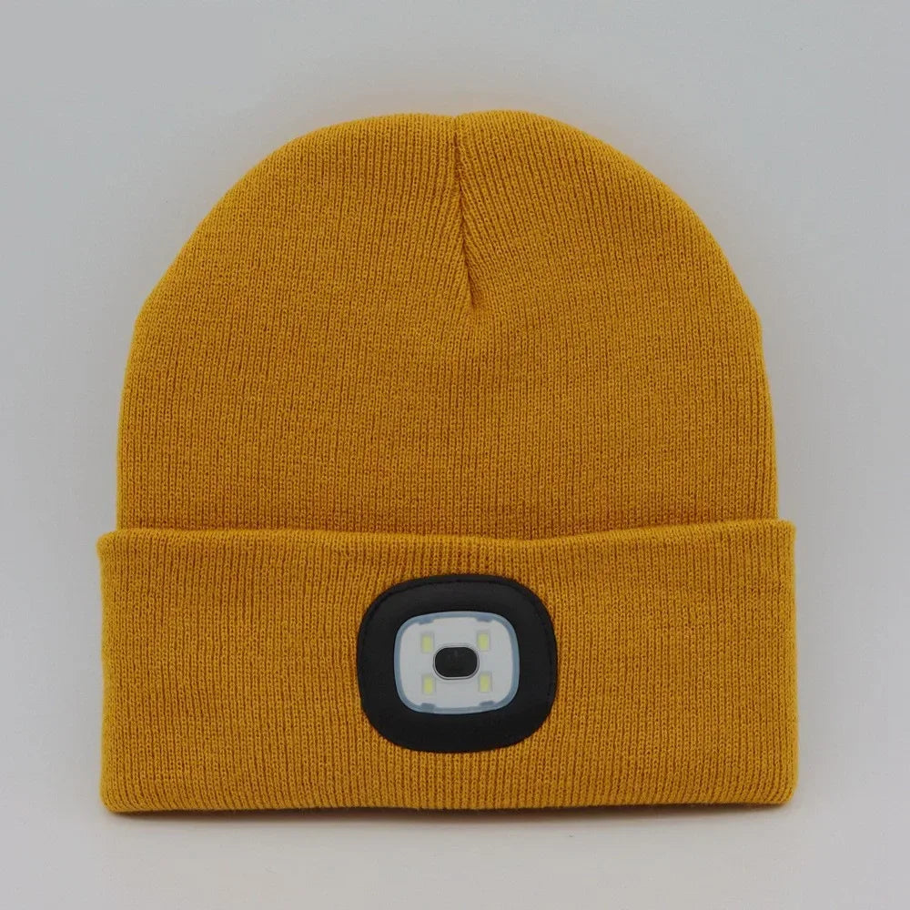 1Pc Outdoor Fishing Caps LED Lighted Beanie Cap Men Knit Hat Winter Warm Hunting Camping Running Hat Gifts for Men Women