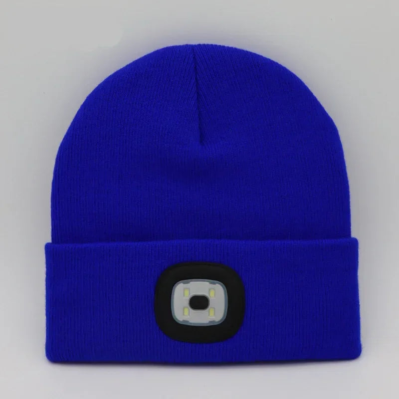 1Pc Outdoor Fishing Caps LED Lighted Beanie Cap Men Knit Hat Winter Warm Hunting Camping Running Hat Gifts for Men Women