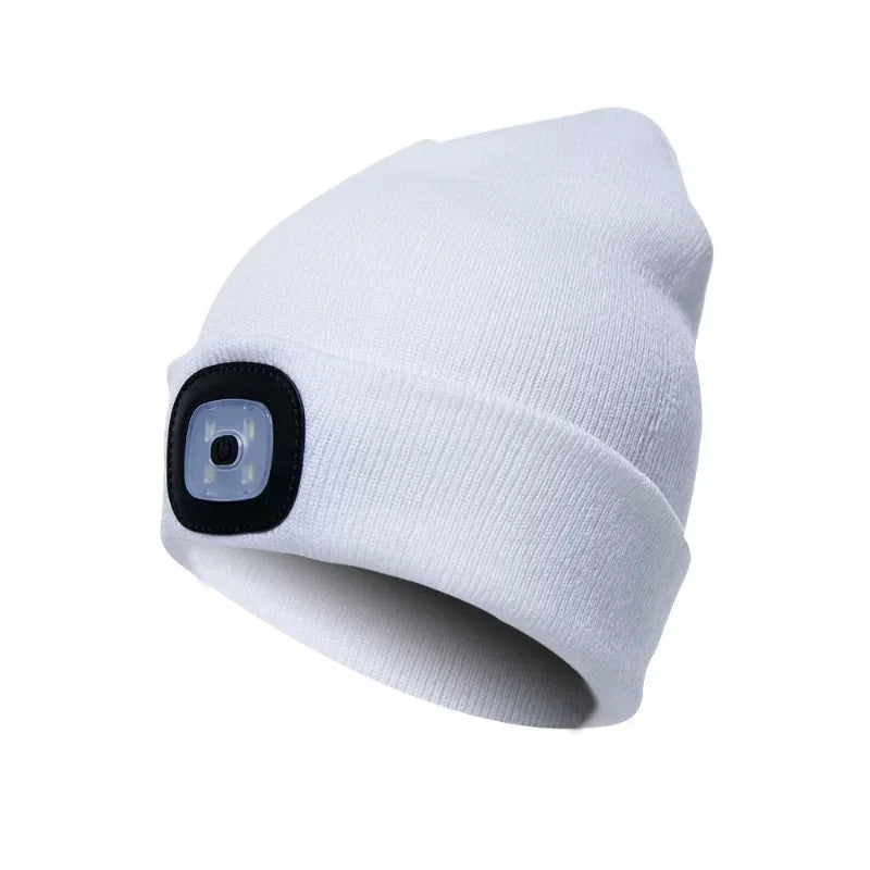 1Pc Outdoor Fishing Caps LED Lighted Beanie Cap Men Knit Hat Winter Warm Hunting Camping Running Hat Gifts for Men Women