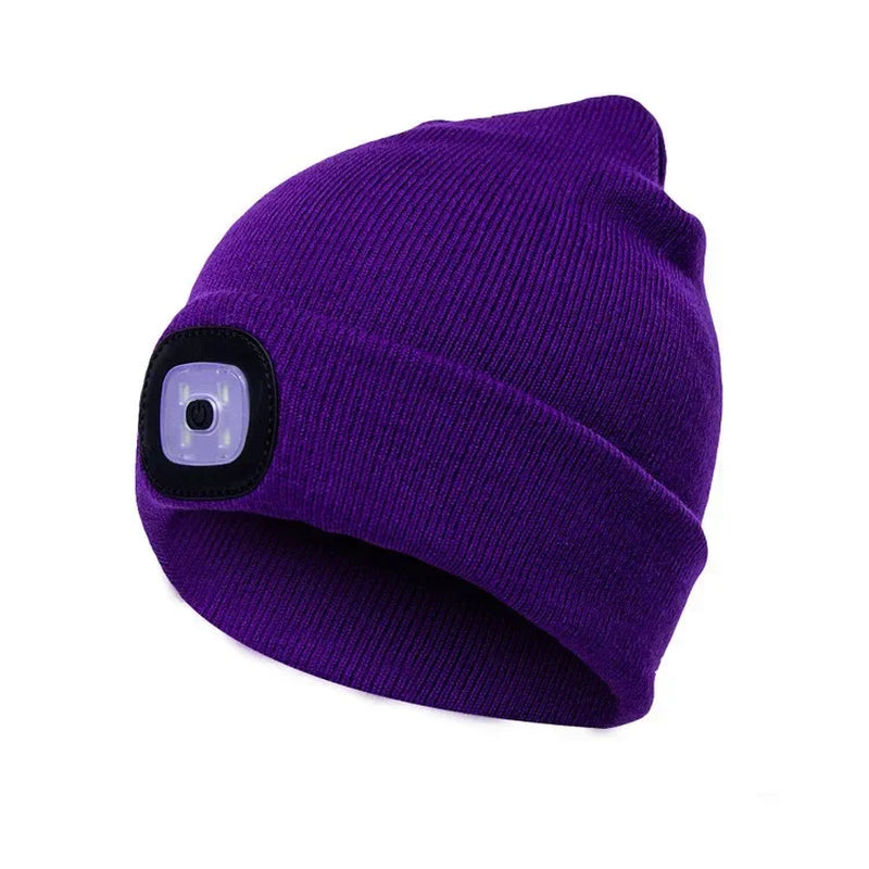 1Pc Outdoor Fishing Caps LED Lighted Beanie Cap Men Knit Hat Winter Warm Hunting Camping Running Hat Gifts for Men Women