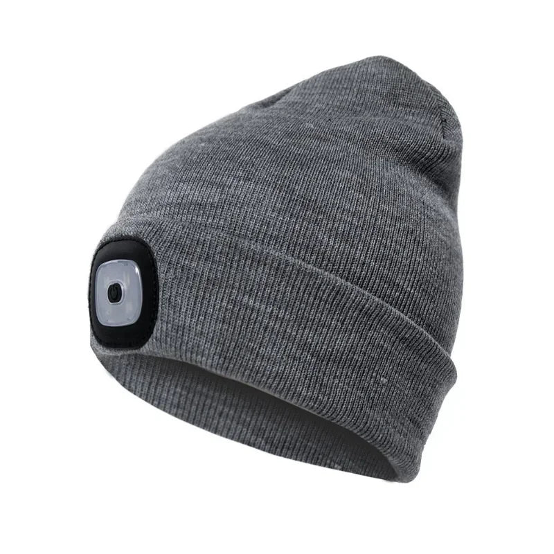 1Pc Outdoor Fishing Caps LED Lighted Beanie Cap Men Knit Hat Winter Warm Hunting Camping Running Hat Gifts for Men Women