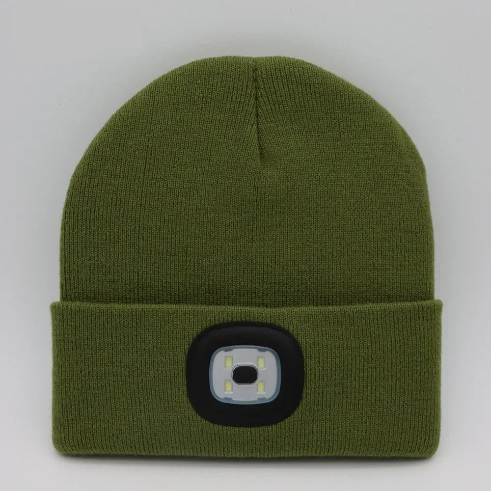 1Pc Outdoor Fishing Caps LED Lighted Beanie Cap Men Knit Hat Winter Warm Hunting Camping Running Hat Gifts for Men Women