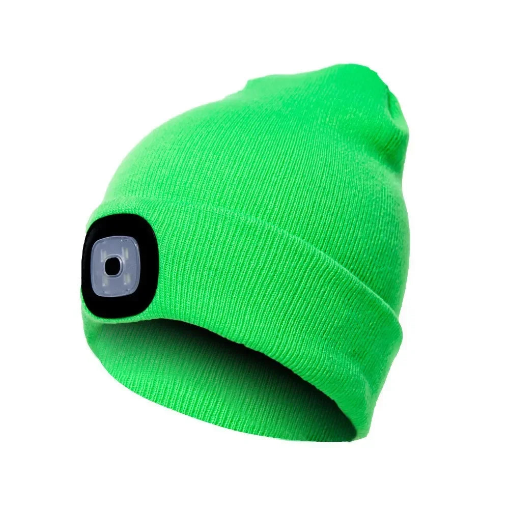 1Pc Outdoor Fishing Caps LED Lighted Beanie Cap Men Knit Hat Winter Warm Hunting Camping Running Hat Gifts for Men Women